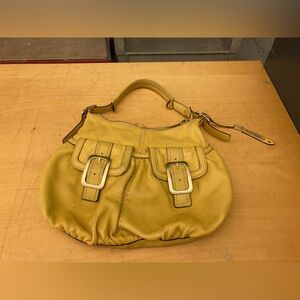 Used Yellow Cole Haan Bag with Lots of Pockets and Details